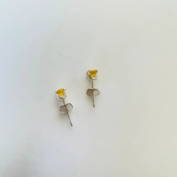 New Yellow Round Cut CZ Sterling Silver Earrings - Picture 4 of 5